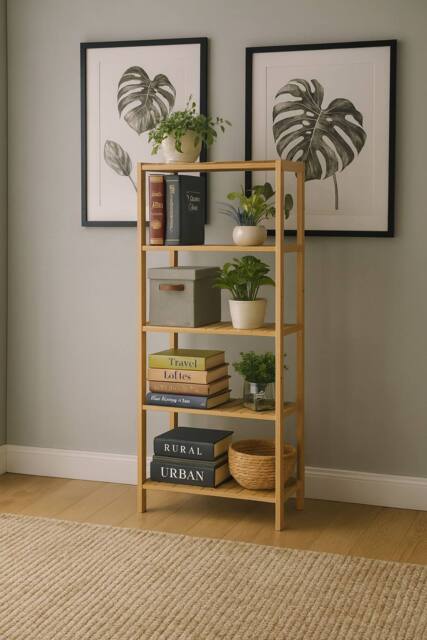 Neo 5 Tier Bamboo Storage Shelf Shelves Rack in Natural - image 1