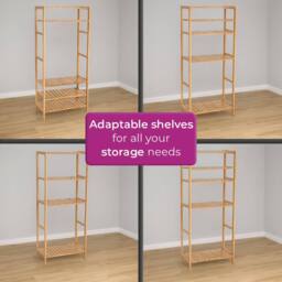 Neo 5 Tier Bamboo Storage Shelf Shelves Rack in Natural - thumbnail 4