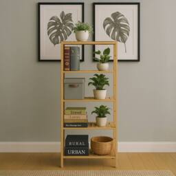 Neo 5 Tier Bamboo Storage Shelf Shelves Rack in Natural - thumbnail 2