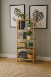 Neo 5 Tier Bamboo Storage Shelf Shelves Rack in Natural - thumbnail 1