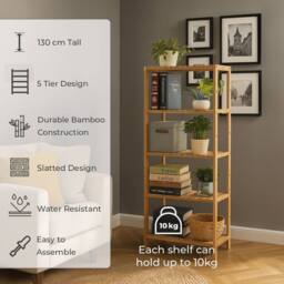 Neo 5 Tier Bamboo Storage Shelf Shelves Rack in Natural - thumbnail 5