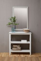 Orsina Large Wall Mirror, Grain Pattern Frame Mirror for Home, Office, Closet in White - thumbnail 4