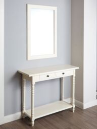Orsina Large Wall Mirror, Grain Pattern Frame Mirror for Home, Office, Closet in White - thumbnail 3