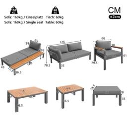 Direct Wicker Modular Outdoor Garden Aluminium Sofa Set with Free Combination in Grey - Size: 6 Person - thumbnail 6