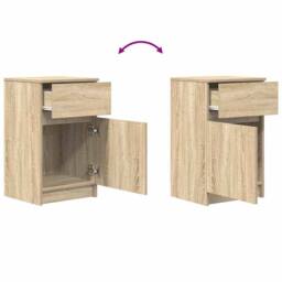 Berkfield Home Bedside Cabinet Sonoma Oak 39x35x65 cm Engineered Wood - Size: 39 x 35 x 65 cm - thumbnail 9