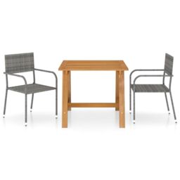 Berkfield Home 3 Piece Garden Dining Set Grey