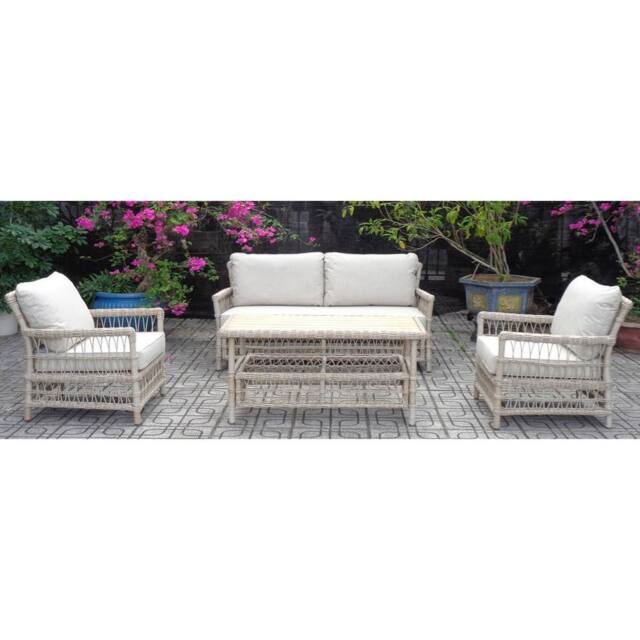 Lemon Pavilion Furniture and Decor Provence Collection Outdoor 4 Seater Lounge Set - L152 x W85 x H75 cm in Beige