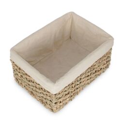 Red Hamper Medium Thatch Grass Woven Storage Basket with White Cotton Lining in Brown - Size: XL - thumbnail 2