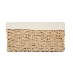 Red Hamper Medium Thatch Grass Woven Storage Basket with White Cotton Lining in Brown - Size: XL - thumbnail 3