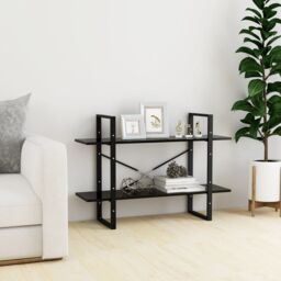 Berkfield Home 2-Tier Book Cabinet Black 100x30x70 cm Engineered Wood - Size: 100 x 30 x 70 cm - thumbnail 3