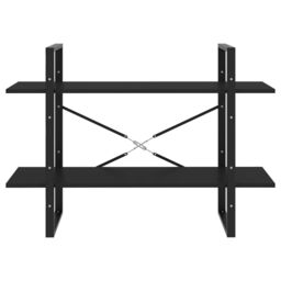 Berkfield Home 2-Tier Book Cabinet Black 100x30x70 cm Engineered Wood - Size: 100 x 30 x 70 cm - thumbnail 5