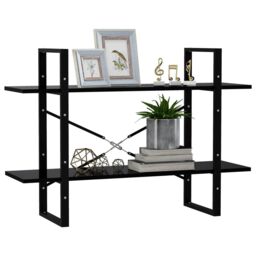 Berkfield Home 2-Tier Book Cabinet Black 100x30x70 cm Engineered Wood - Size: 100 x 30 x 70 cm - thumbnail 4