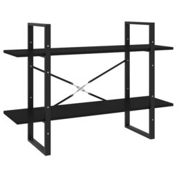 Berkfield Home 2-Tier Book Cabinet Black 100x30x70 cm Engineered Wood - Size: 100 x 30 x 70 cm - thumbnail 2