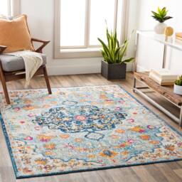 Livabliss Floransa-Vintage Orange Yellow Blue Beige Traditional Boho Living Rug - Size: 80 cm x 220 cm