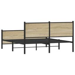 Berkfield Home Metal Bed Frame without Mattress Sonoma Oak 137x190 cm in Light Brown - thumbnail 7