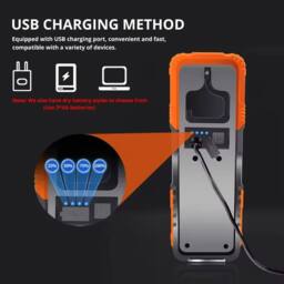 VOGREX Rechargeable LED Work Light for Car Mechanics, Inspection Lamp, Torch in Orange - thumbnail 4