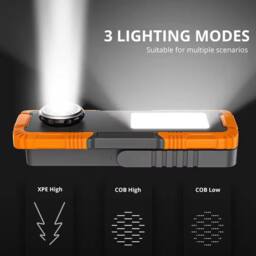 VOGREX Rechargeable LED Work Light for Car Mechanics, Inspection Lamp, Torch in Orange - thumbnail 3