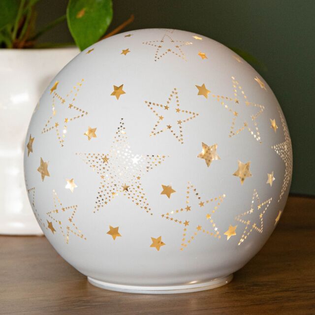 Samuel Alexander 15cm Battery Operated Light up Star Glass Ball in White with Warm White LEDs - image 1