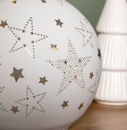 Samuel Alexander 15cm Battery Operated Light up Star Glass Ball in White with Warm White LEDs - thumbnail 6