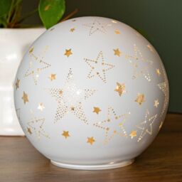 Samuel Alexander 15cm Battery Operated Light up Star Glass Ball in White with Warm White LEDs - thumbnail 1
