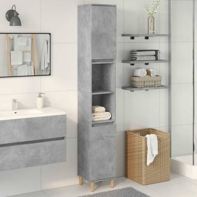 Berkfield Home Durable Bathroom Cabinet Concrete Grey 30x30x190 cm Engineered Wood - Size: 30 x 30 x 190 cm - image 1