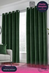 Enhanced Living Velvet, Supersoft, 100% Blackout, Thermal Pair of Curtains with Eyelet Top - Green - Size: 229 cm width x 229 cm drop - thumbnail 1