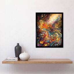"Artery8 Wall Art Print Vibrant Colour Sound Waves Music Artwork Art Framed in Black - Size: W12"" x H16""" - thumbnail 2