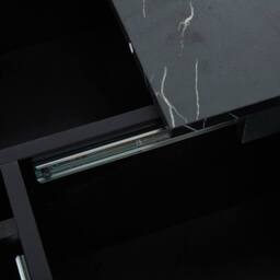 Matteo Modern Square Coffee Table - Faux Marble Top & Sliding Drawers in Black - thumbnail 7