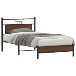 Berkfield Home Bed Frame without Mattress Brown Oak 107x203 cm Engineered Wood - thumbnail 1