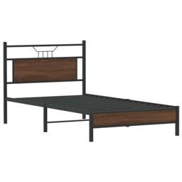 Berkfield Home Bed Frame without Mattress Brown Oak 107x203 cm Engineered Wood - thumbnail 3