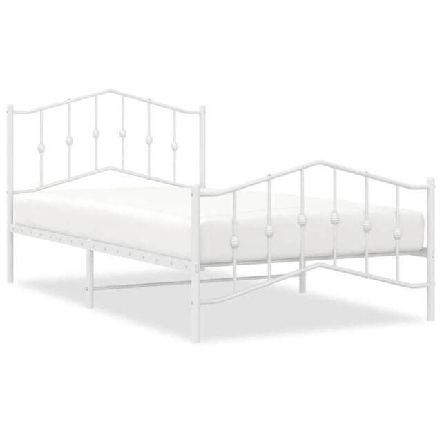 Berkfield Home Metal Bed Frame with Headboard & Footboard White 100x200 cm - image 1