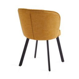 SONARA Modern Set of 2 Dining Chairs with Blended Woven Fabric & Metal Legs in Yellow - thumbnail 9