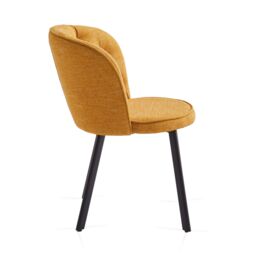 SONARA Modern Set of 2 Dining Chairs with Blended Woven Fabric & Metal Legs in Yellow - thumbnail 8