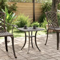 Berkfield Home Garden Table Bronze 53x53x53 cm Cast Aluminium in Brown - Size: 53 x 53 x 53 cm - thumbnail 3