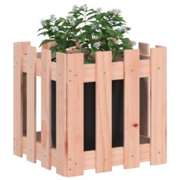 Berkfield Home Garden Planter with Fence Design 40x40x40 cm Solid Wood Douglas in Brown - Size: 40 x 40 x 40 cm - thumbnail 3