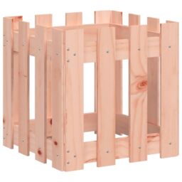 Berkfield Home Garden Planter with Fence Design 40x40x40 cm Solid Wood Douglas in Brown - Size: 40 x 40 x 40 cm - thumbnail 2