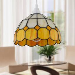 First Choice Lighting Set of 2 Oxford - Amber Tiffany Easy Fit Pendant Shades - thumbnail 7