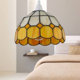 First Choice Lighting Set of 2 Oxford - Amber Tiffany Easy Fit Pendant Shades - thumbnail 6