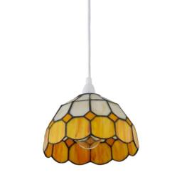 First Choice Lighting Set of 2 Oxford - Amber Tiffany Easy Fit Pendant Shades - thumbnail 4