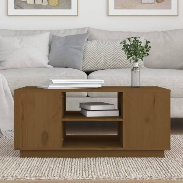 Berkfield Home Beautiful Coffee Table Honey Brown 90x49x40.5 cm Solid Wood Pine - image 1