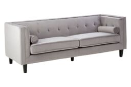 Orsina Contemporary 3 Seat Grey Velvet Sofa, Velvet Upholstered Mid Century Sofa, Refined Sofa For Livingroom - thumbnail 4