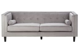 Orsina Contemporary 3 Seat Grey Velvet Sofa, Velvet Upholstered Mid Century Sofa, Refined Sofa For Livingroom - thumbnail 7