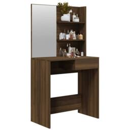 Berkfield Home Modern Dressing Table with Mirror Brown Oak 74.5x40x141 cm - thumbnail 4