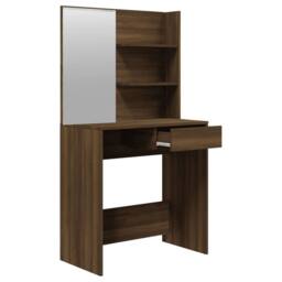 Berkfield Home Modern Dressing Table with Mirror Brown Oak 74.5x40x141 cm - thumbnail 7