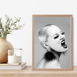 ARTZE Woman with Attitude Fashion Black & White Photo Framed Print SIZE: A2 with Oak Frame - Size: A4 - thumbnail 2