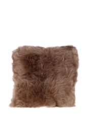 Fenland England Real Sheepskin Fluffy Cushion in Light Brown - thumbnail 1