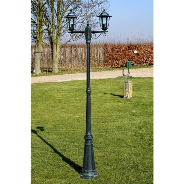 Berkfield Home Garden Light Post 2-arms 215 cm Dark Green/Black Aluminium in Green - image 1