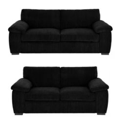 SquareBoxx Capri Jumbo Cord Sofa, 3+2 in Black - thumbnail 3