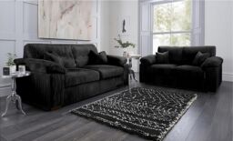 SquareBoxx Capri Jumbo Cord Sofa, 3+2 in Black - thumbnail 1