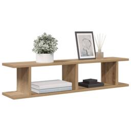Berkfield Home Wall Shelves 2 pcs Artisan Oak 90x18x20 cm Engineered Wood in Brown - Size: 90 x 18 x 20 cm - thumbnail 2